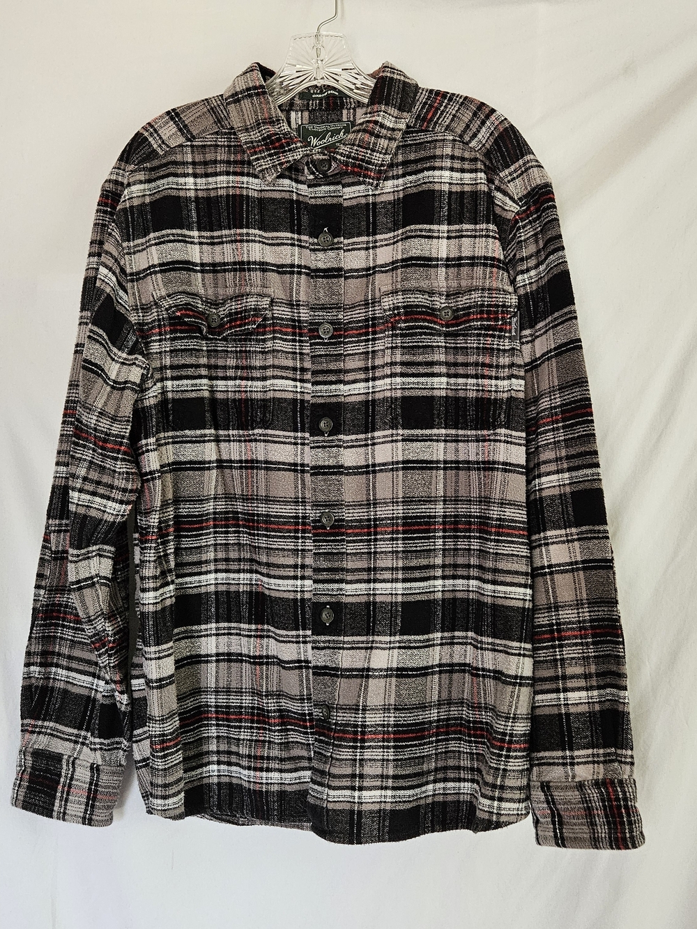 Woolrich Oxbow Bend Men's L Long Sleeve Plaid Flannel Shirt Cotton Workwear